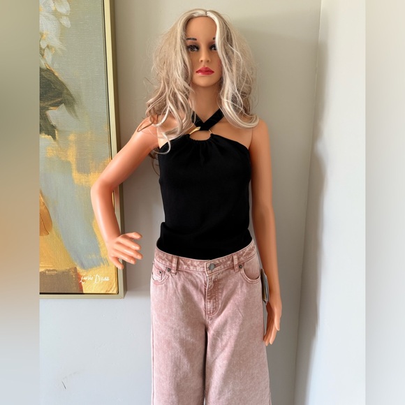 NWT Michael Kors Gorgeous and Stylish Wide-Leg Jeans in Gorgeous Dusty Pink! - Picture 9 of 13